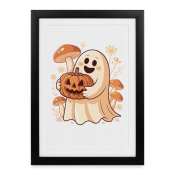 pumpkin flowers autumn forest nature Halloween - Framed poster (27 × 37 cm) - black - Front