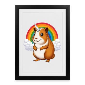 Cochon d'Inde Licorne - Affiche encadrée (27 × 37 cm) - noir - Devant