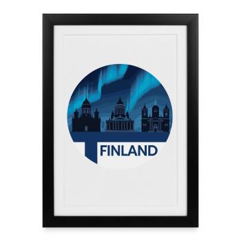Finland Aurora Skyline - Framed poster (27 × 37 cm) - black - Front