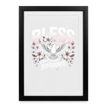 Forever Dove Floral Christian Streetwear - Gerahmtes Poster (27 × 37 cm) - Schwarz - Vorne
