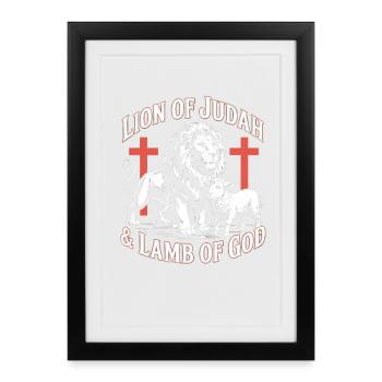 Lion de Juda Streetwear chrétien - Affiche encadrée (27 × 37 cm) - noir - Devant