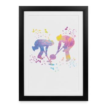 Curler Winter Sports Curling - Framed poster (27 × 37 cm) - black - Front