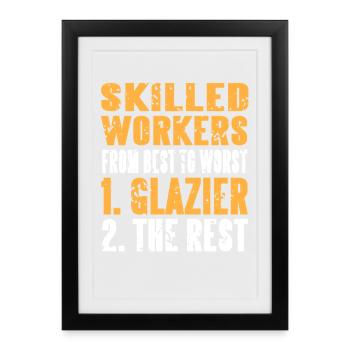 Classement des travailleurs qualifiés Drôle Vitrier Métier Humour - Affiche encadrée (27 × 37 cm) - noir - Devant