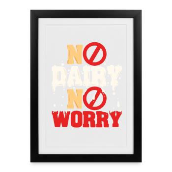 Intolérance au lactose Pas de produits laitiers, pas de souci - Affiche encadrée (27 × 37 cm) - noir - Devant