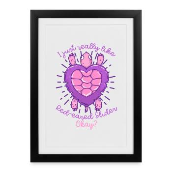 Red-eared Turtle - Framed poster (27 × 37 cm) - black - Front