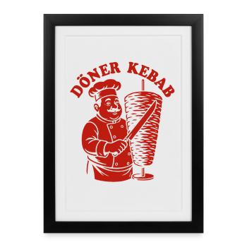 Döner Kebab - Restauration rapide - Spruch - Affiche encadrée (27 × 37 cm) - noir - Devant