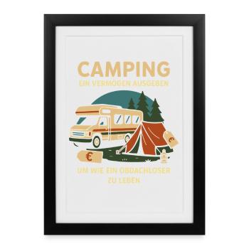 Dépenses de camping pour être sans-abri - Affiche encadrée (27 × 37 cm) - noir - Devant