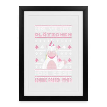 Weihnachtsgeschenk Einhorn Plätzchen Schuhe - Gerahmtes Poster (27 × 37 cm) - Schwarz - Vorne
