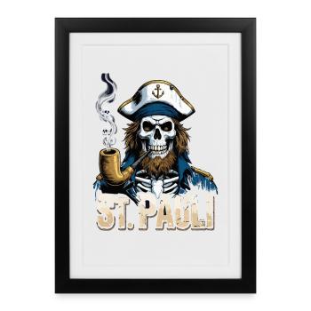 St.Pauli Kiez Hamburg Totenkopf Sankt Pauli - Framed poster (27 × 37 cm) - black - Front