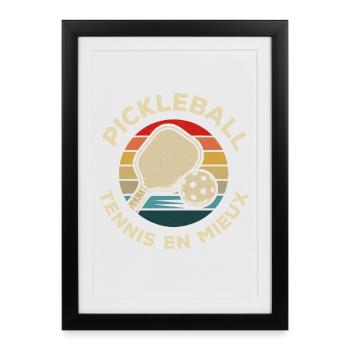 Pickleball Tennis en Mieux Humour Retro Sunset - Affiche encadrée (27 × 37 cm) - noir - Devant