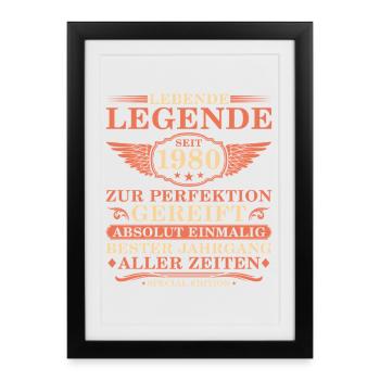 45e anniversaire Année millésime 1980 - Affiche encadrée (27 × 37 cm) - noir - Devant