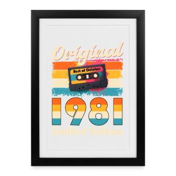 44th Birthday Cassette October Year 1981 - Framed poster (27 × 37 cm) - black - Front