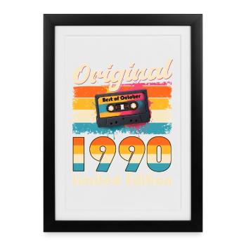 35th Birthday Cassette October Year 1990 - Framed poster (27 × 37 cm) - black - Front