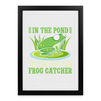 Attrape-grenouilles dans l'étang Maître attrape-grenouilles - Affiche encadrée (27 × 37 cm) - noir - Devant