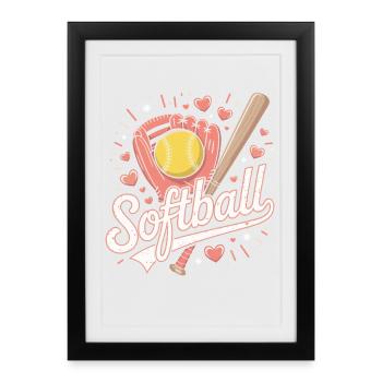 Softball - Affiche encadrée (27 × 37 cm) - noir - Devant