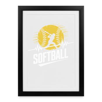 Softball - Affiche encadrée (27 × 37 cm) - noir - Devant