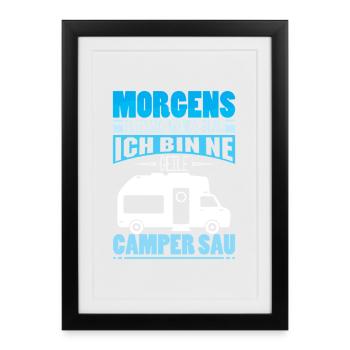 Camper Camping Caravan Saying - Framed poster (27 × 37 cm) - black - Front