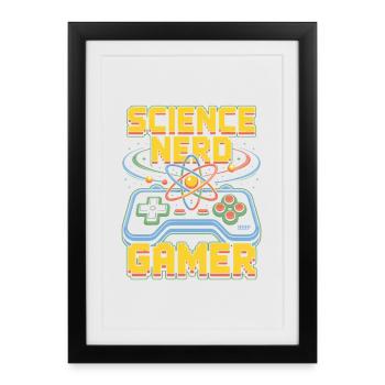 Science Nerd Gamer Atom Controller Wissenschaft - Framed poster (27 × 37 cm) - black - Front