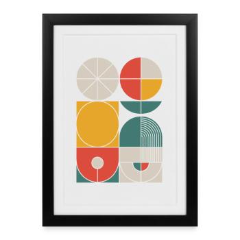 Bauhaus Geometric Shapes Composition - Framed poster (27 × 37 cm) - black - Front