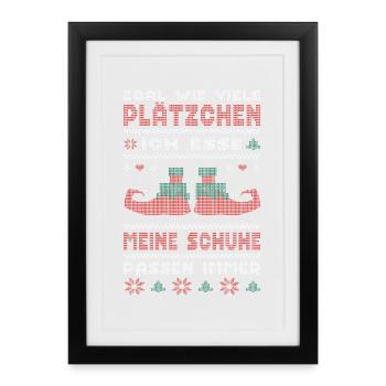 Weihnachtsgeschenk Plätzchen Wichteln Lustig - Gerahmtes Poster (27 × 37 cm) - Schwarz - Vorne