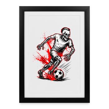 Skelett Fußballspieler gruselig Halloween - Gerahmtes Poster (27 × 37 cm) - Schwarz - Vorne
