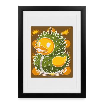 poussin en costume durian - Stinky Fruit - Affiche encadrée (27 × 37 cm) - noir - Devant