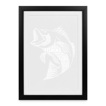 Fishing Word Art Gift Design - Framed poster (27 × 37 cm) - black - Front