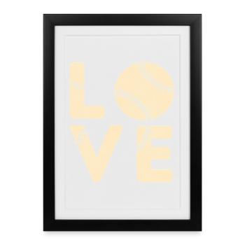 Cadeau vintage Love Baseball - Affiche encadrée (27 × 37 cm) - noir - Devant