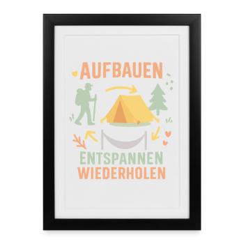 Camping Adventure Build Relax Repeat - Framed poster (27 × 37 cm) - black - Front