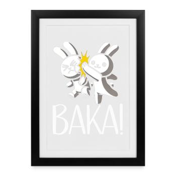 Get Out Unnecessary Social Contact Baka Anime - Framed poster (27 × 37 cm) - black - Front