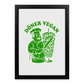 Döner Vegan - Salade - Restauration rapide - Spruch - Affiche encadrée (27 × 37 cm) - noir - Devant