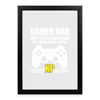 papa gamer - Affiche encadrée (27 × 37 cm) - noir - Devant