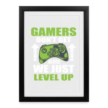 Gamer Level Up Motivational Design - Framed poster (27 × 37 cm) - black - Front