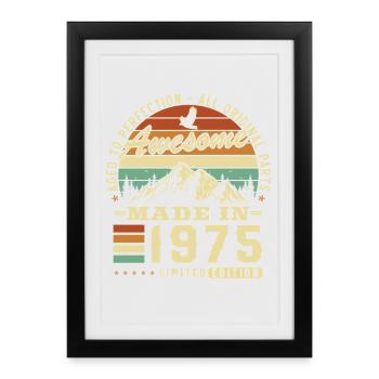 1975 Vintage Retro Geburtstagsgeschenk - Affiche encadrée (27 × 37 cm) - noir - Devant