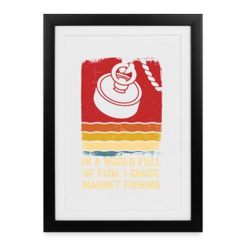 Aimant de pêche en néodyme pour pêcheur magnétique - Affiche encadrée (27 × 37 cm) - noir - Devant