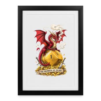 Dragon sur W20 – Nombre de dessins animés Glory - Affiche encadrée (27 × 37 cm) - noir - Devant