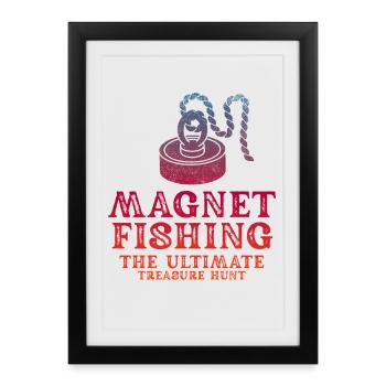 Aimant de pêche en néodyme pour pêcheur magnétique - Affiche encadrée (27 × 37 cm) - noir - Devant