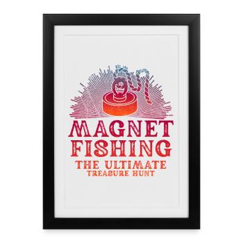 Aimant de pêche en néodyme pour pêcheur magnétique - Affiche encadrée (27 × 37 cm) - noir - Devant
