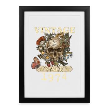 1974 Butterflies Flowers And Skull - Framed poster (27 × 37 cm) - black - Front