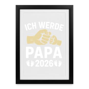 Future papa JE SERAI PAPA 2026 Drôle - Affiche encadrée (27 × 37 cm) - noir - Devant