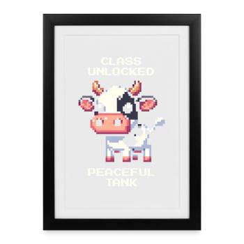 Classe : Char d’assaut paisible | Humour de vache - Affiche encadrée (27 × 37 cm) - noir - Devant