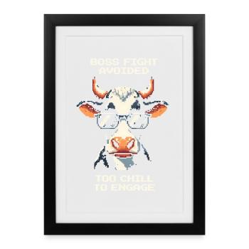 Bosskampf gemieden: Zu entspannt | Kuh Humor - Affiche encadrée (27 × 37 cm) - noir - Devant