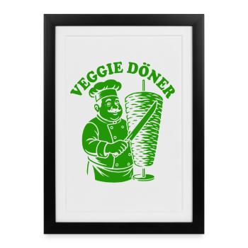 Veggie Döner - Restauration rapide - Kebab végétalien - Affiche encadrée (27 × 37 cm) - noir - Devant