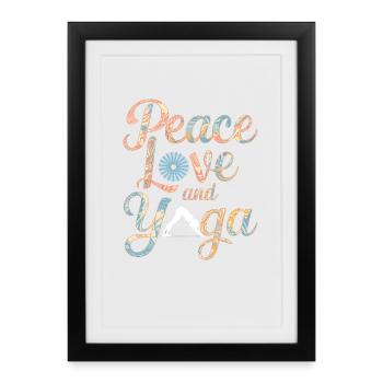 Peace Love and Yoga Flourish Design - Framed poster (27 × 37 cm) - black - Front