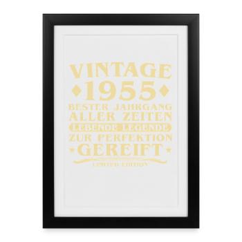 Millésime 1955 Millésime Né 70 ans - Affiche encadrée (27 × 37 cm) - noir - Devant