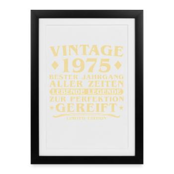 Millésime 1975 Millésime Né 50 ans - Affiche encadrée (27 × 37 cm) - noir - Devant