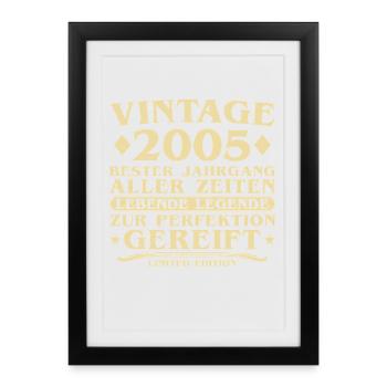 Vintage 2005 Vintage Born 20 Years - Framed poster (27 × 37 cm) - black - Front