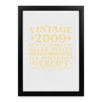 Millésime 2009 Millésime Né 16 ans - Affiche encadrée (27 × 37 cm) - noir - Devant
