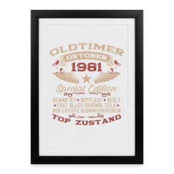 44th Birthday Gift Vintage Car October 1981 - Framed poster (27 × 37 cm) - black - Front