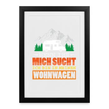 Camper Camping Caravane Dicton - Affiche encadrée (27 × 37 cm) - noir - Devant